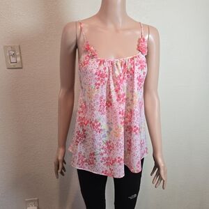 Oscar De La Renta Pink Label Pink Floral Top Size Medium